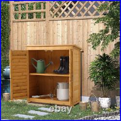 Outdoor Wooden Storage Shed Tool Box Cabinet Waterproof for Garden Patio Brown