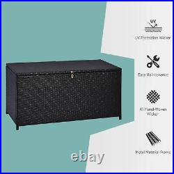 Outsunny Large Rattan Storage Box Garden Chest Wicker Outdoor Cabinet Deck Shed