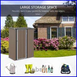 Outsunny Outdoor Storage Shed Steel Garden Shed with Lockable Door Brown