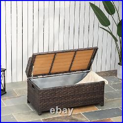 Outsunny Rattan Storage Bench Stool Box Seat Seater Wicker Outdoor Garden Home