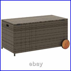 Poly Rattan Garden Storage Box Outdoor Utility Shed Cushion Chest Bench Trunk
