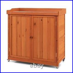 Premium Storage Cabinet Wooden Garden Shed Potting Bench Table WithRemovable Shelf