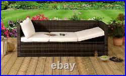 Rattan Sun Lounger Storage Sofa Sunbed Garden Patio Furniture 3 Seater