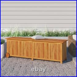 Solid Wood Acacia Garden Storage Box with Wheels Tool Chest Storage vidaXL