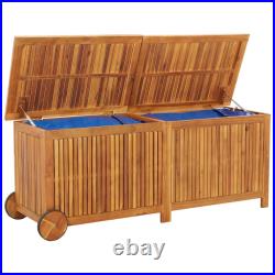 Solid Wood Acacia Garden Storage Box with Wheels Tool Chest Storage vidaXL