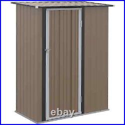 Steel Garden Tool Shed Outdoor Patio Lawn Equipment Lean-To Style Storage Brown