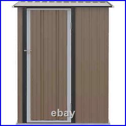Steel Garden Tool Shed Outdoor Patio Lawn Equipment Lean-To Style Storage Brown