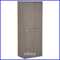 VidaXL Garden Storage Cabinet Brown 65x45x172 cm PP Wood Look UK NEW