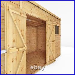 Waltons 12x8 Wooden Garden Shed Shiplap Pent Storage Shed Double Doors 12ft 8ft