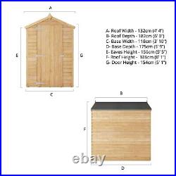 Waltons 6x4 Wood Garden Shed Overlap Apex Single Door Windowless Storage 6ft 4ft