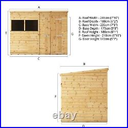 Waltons 8x6 Wooden Garden Shed Shiplap T&G Pent Roof Window Storage Shed 8ft 8ft