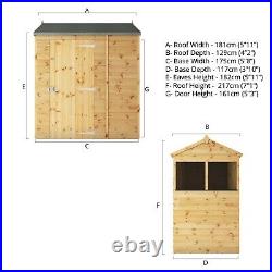 Waltons Shiplap Storage Shed Garden T&G Wood Brown Reverse Apex 6 x 4 (6ft 4ft)