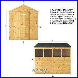Waltons Wooden Garden Shed Outdoor Storage Shiplap T&G Apex Roof 8 x 6 8ft 6ft
