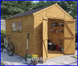 Wooden Garden Shed 10x8 Apex Roof Outdoor Storage T&G Windows Double Door Expert