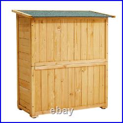 Wooden Outdoor Tool Box Cabinet Waterproof Garden Storage Shed 87x46.5x96cm