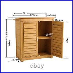 Wooden Outdoor Tool Box Cabinet Waterproof Garden Storage Shed 87x46.5x96cm
